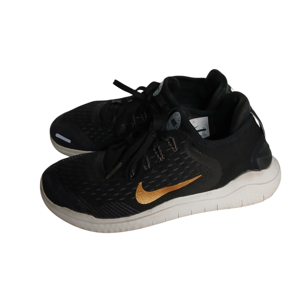 Nike Free RN Women's Black and Gold Sneakers 7